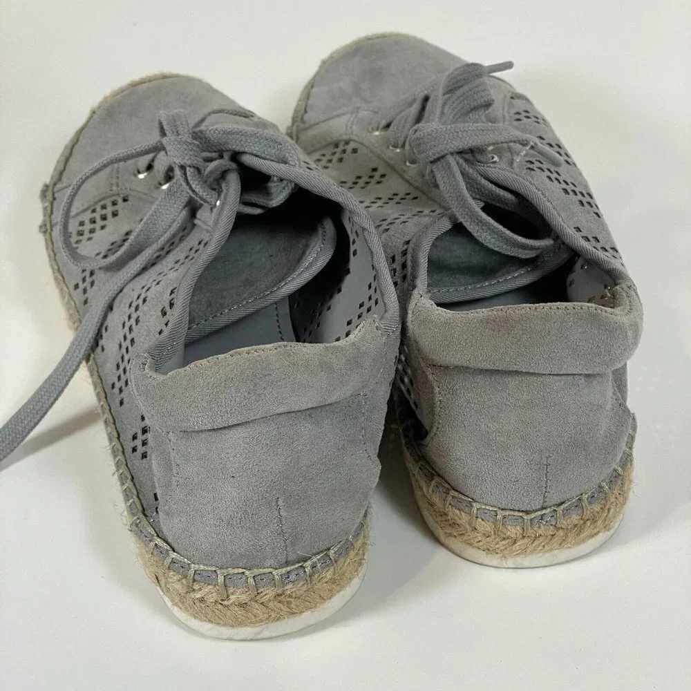Marc Fisher Womens Lace Up Baila Espadrille Shoes Gray‎ 6.5 M Perforated A303051